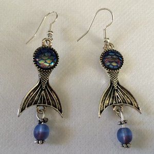 Handmade Mermaid Tail drop earrings